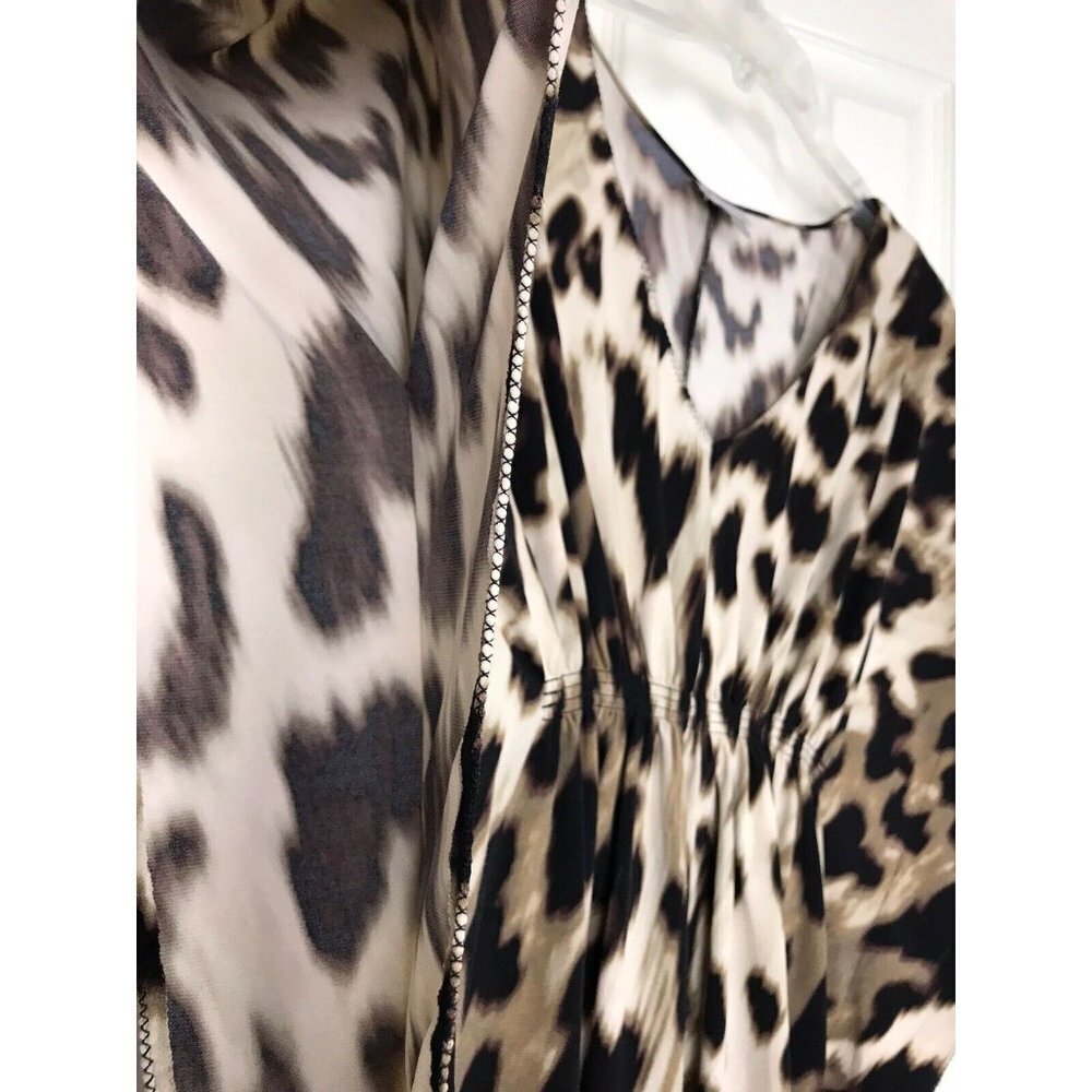 Worthington Women's Medium Leopard Print Pancho Style Top Stretch Gathered Waist - Picture 5 of 9
